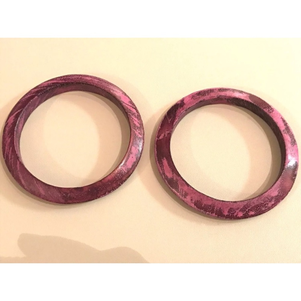 New Pink Wooden Bracelets 2 5/8 in.